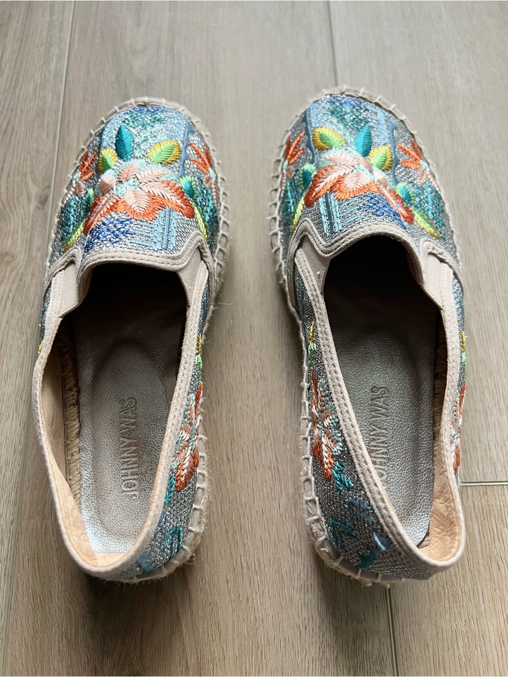 Johnny Was Blue Embroidered Floral Espadrilles - Picture 6 of 8